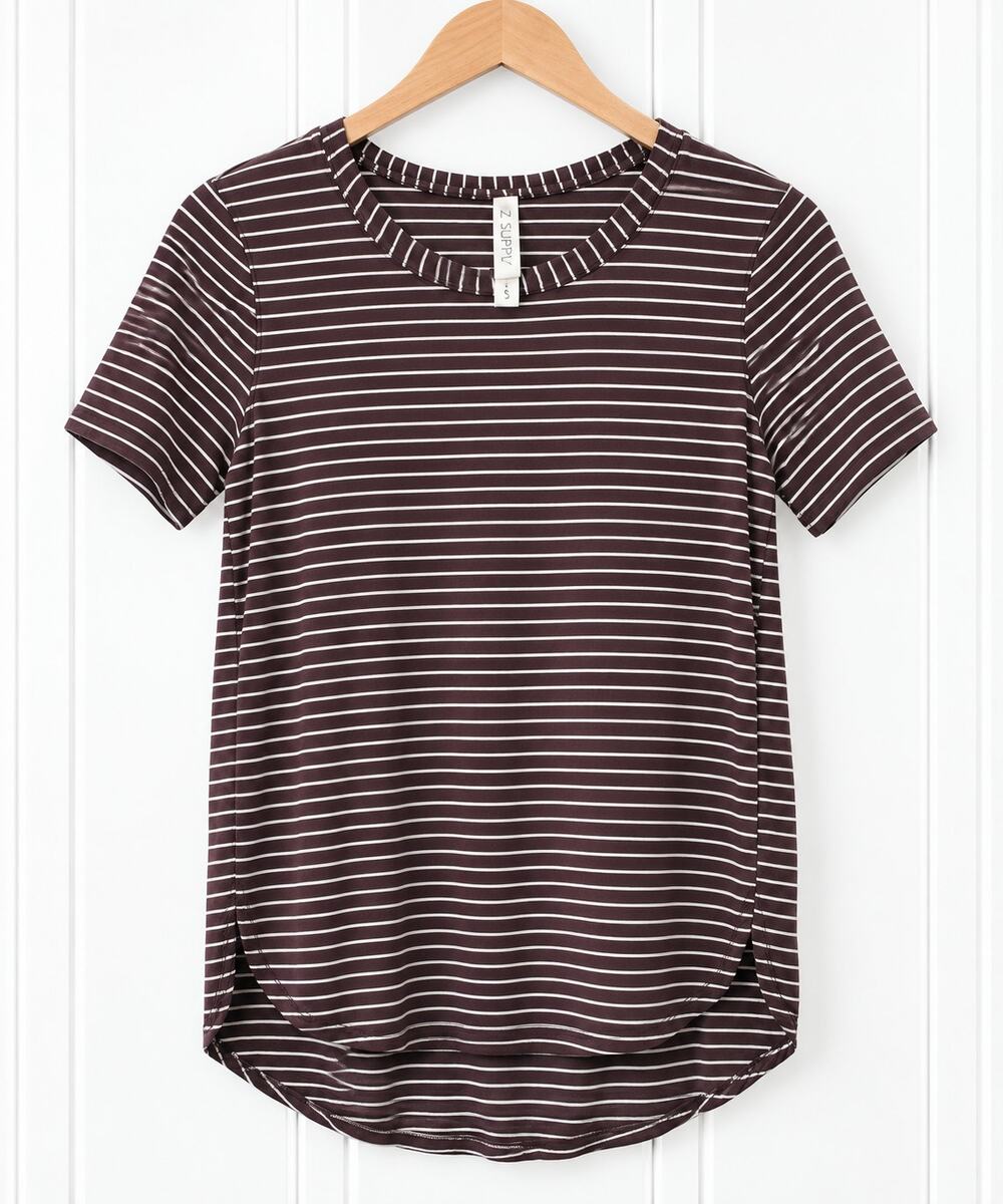Lululemon Om Tee Womens 6 Bordeaux Drama West2east Stripe Vitasea Yoga
